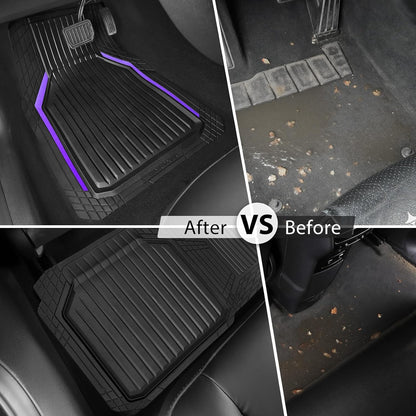 CAR PASS Heavy Duty Rubber Floor Mats for Car, Waterproof Liner Deep Dish Car Mats Full Sets, Universal Trim to Fit for SUV Truck Sedans Vans, All Weather Automotive Floor Mats 3pcs, Solid Black