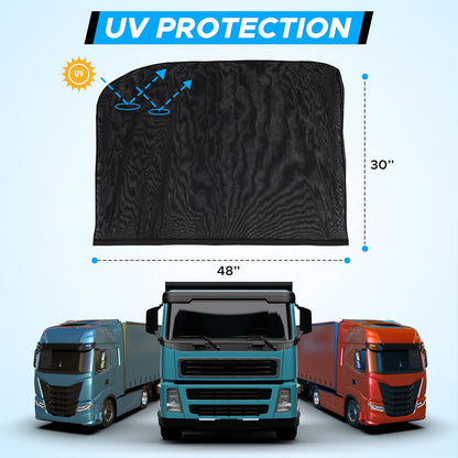 EcoNour Car Window Shades for Side Windows (Pack of 2) | Sun Shade for Car Heat and UV Protection | Adjustable Elastic Fabric Baby Car Shade | Rear Side Window Sun Shade Accessories (Large 21"x36")