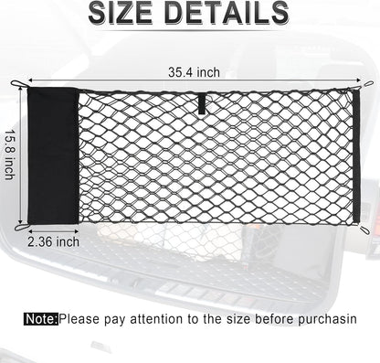 Amiss Cargo Net Stretchable, Car Exterior Accessories, Adjustable Elastic Trunk Storage Net with Hook for SUVs, Cars and Trucks (35.4x15.8 Inch)