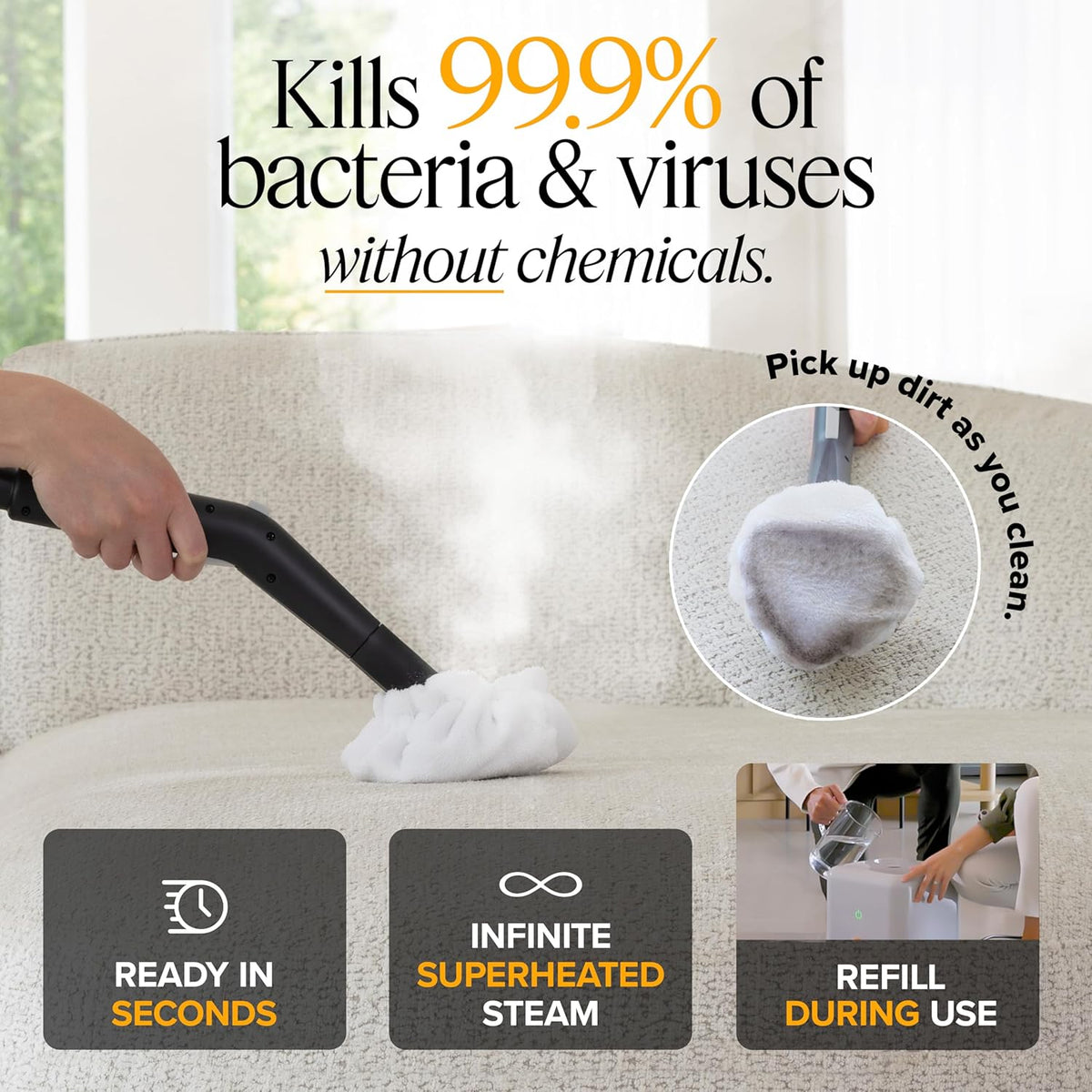 Dupray Neat Plus Steam Cleaner, Multipurpose Steamer for Floors, Grout & Upholstery, Chemical-Free Cleaning, Fast Heat-Up, 40-Piece Accessory Kit