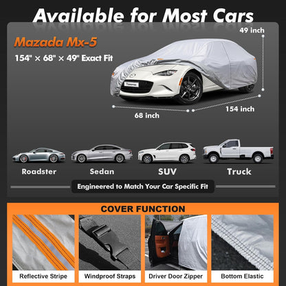 Car Cover Waterproof All-Weather,Heavy-Duty Outdoor Full Exterior Automobiles Sedan/Coupe (Length 186-193 inch) with Windshield Sun Shade Universal Fit Toyota Camry, Tesla Model 3, Accord etc