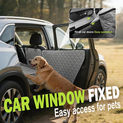 Dog Car Seat Cover for Back Seat, Waterproof Leather Fabric Back Seat Extender for dogs 52.4 * 24.4in, Foldable in The Car, Hard PVC Panels Bottom Support to 330 lbs, for Cars/Mid-Size SUV/Small Truck