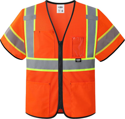 JKSafety Safety Vest for men women Hi Vis Vest with Pockets and Zipper High Visibility Meet ANSI Standard（BX310