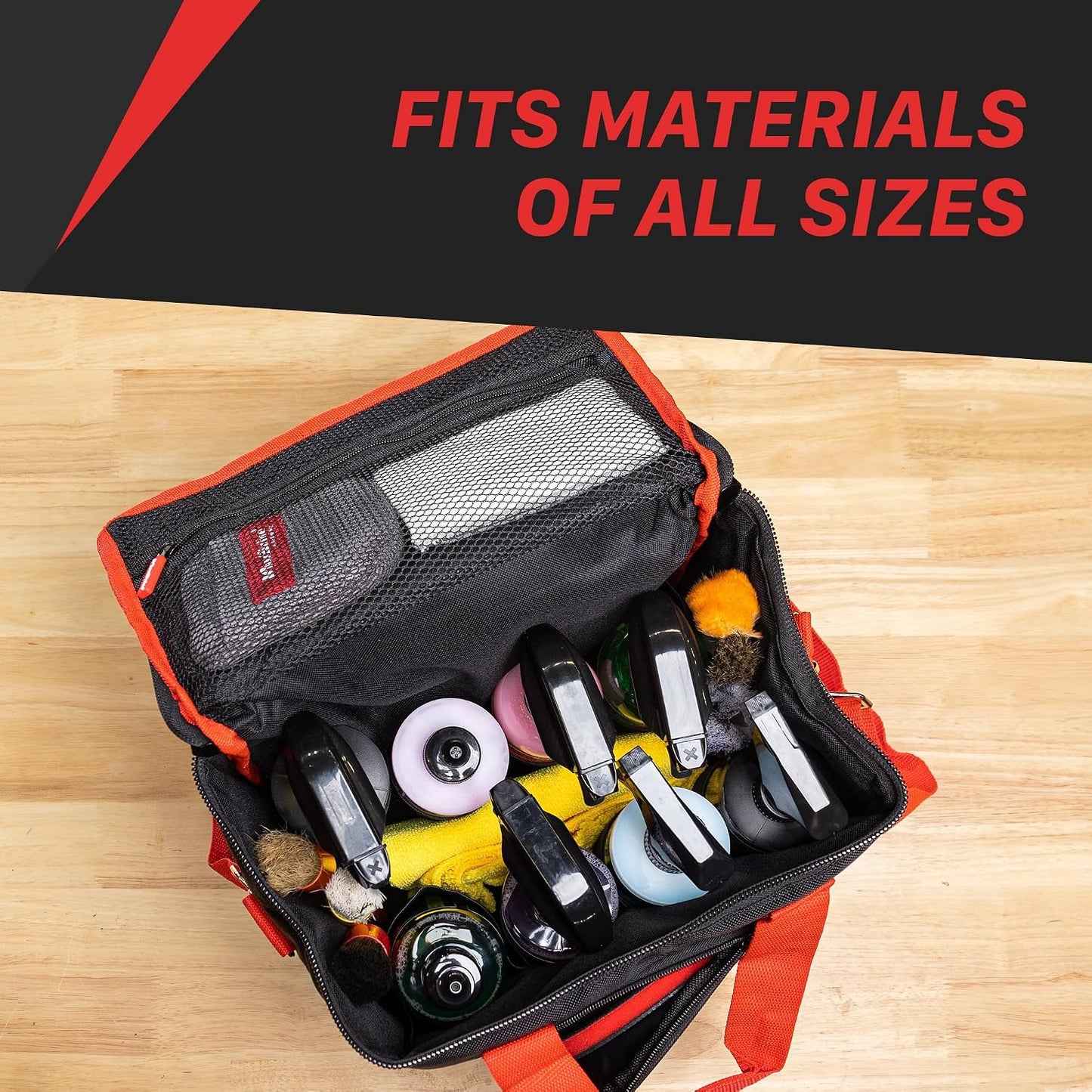 Maxshine Universal Detailing Tool Bag Tote with Belt & Handle | Durable 1680D Oxford Fabric | Compact Storage Organizer for Car Detailing Tools, Brushes, Bottles & Auto Care Accessories