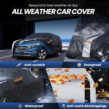 Large SUV Car Cover for Chevy Suburban 100% Waterproof All Weather, Heavy Duty Outdoor Full Exterior Covers Rain Sun Wind UV Protection. - Colors B