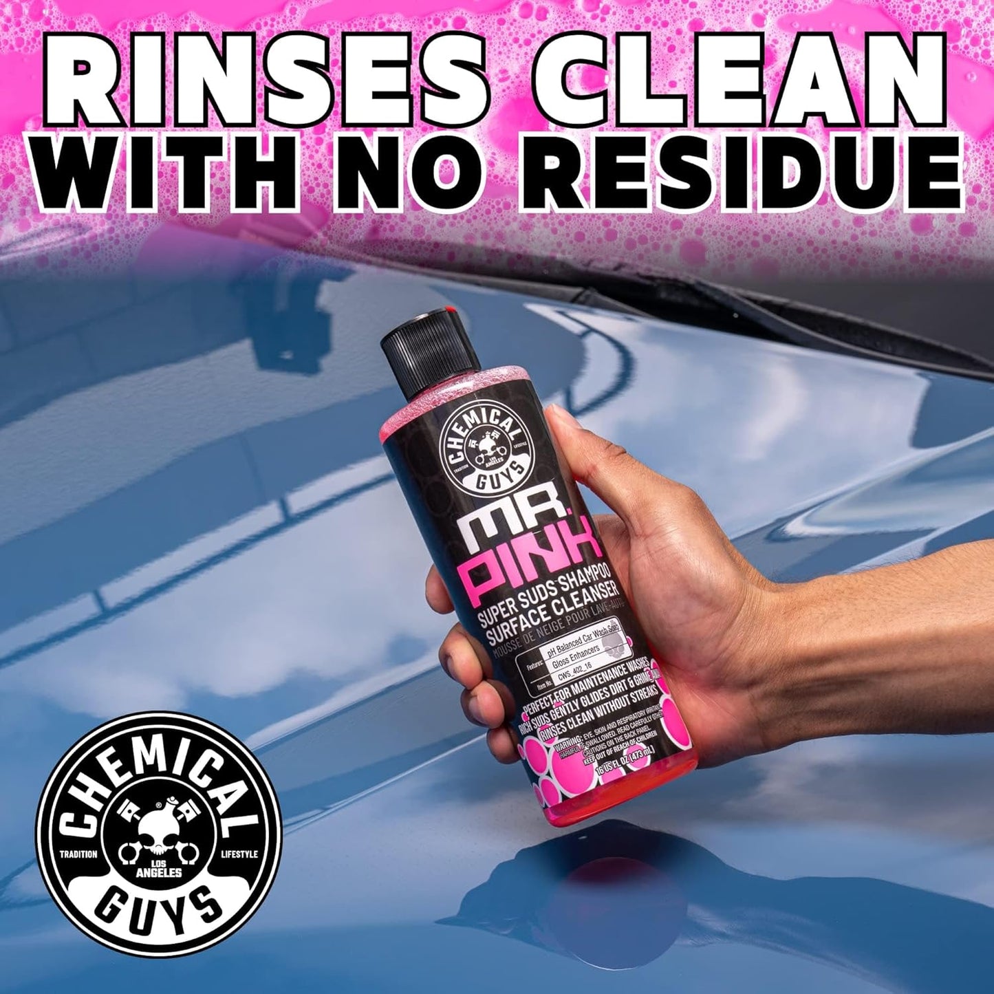 Chemical Guys Mr. Pink Car Wash Soap - 16 oz Super Suds Foaming Car Wash Soap for Cannon, Blaster, or Bucket Washing - pH Balanced, Safe on Wax, Sealant, Ceramic, and Clear Coat Finishes