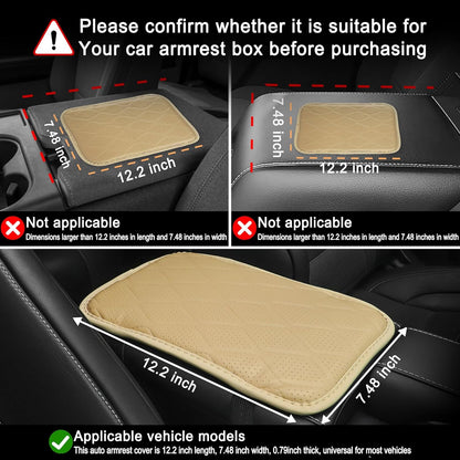 Amiss Car Center Console Cover, Upgraded Leather Car Armrest Cushion with 2 Storage Pockets, Universal Waterproof Cushion Pad, Non-Slip Car Interior Accessories, Fits Most Sedans SUVs Trucks (Black)