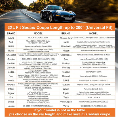 SEAZEN Car Cover with Zipper, 2 Layer Full Car Covers Waterproof/UV Protection/Snowproof/Dustproof, Universal Car Cover (Fit Sedan-Length Up to 200")