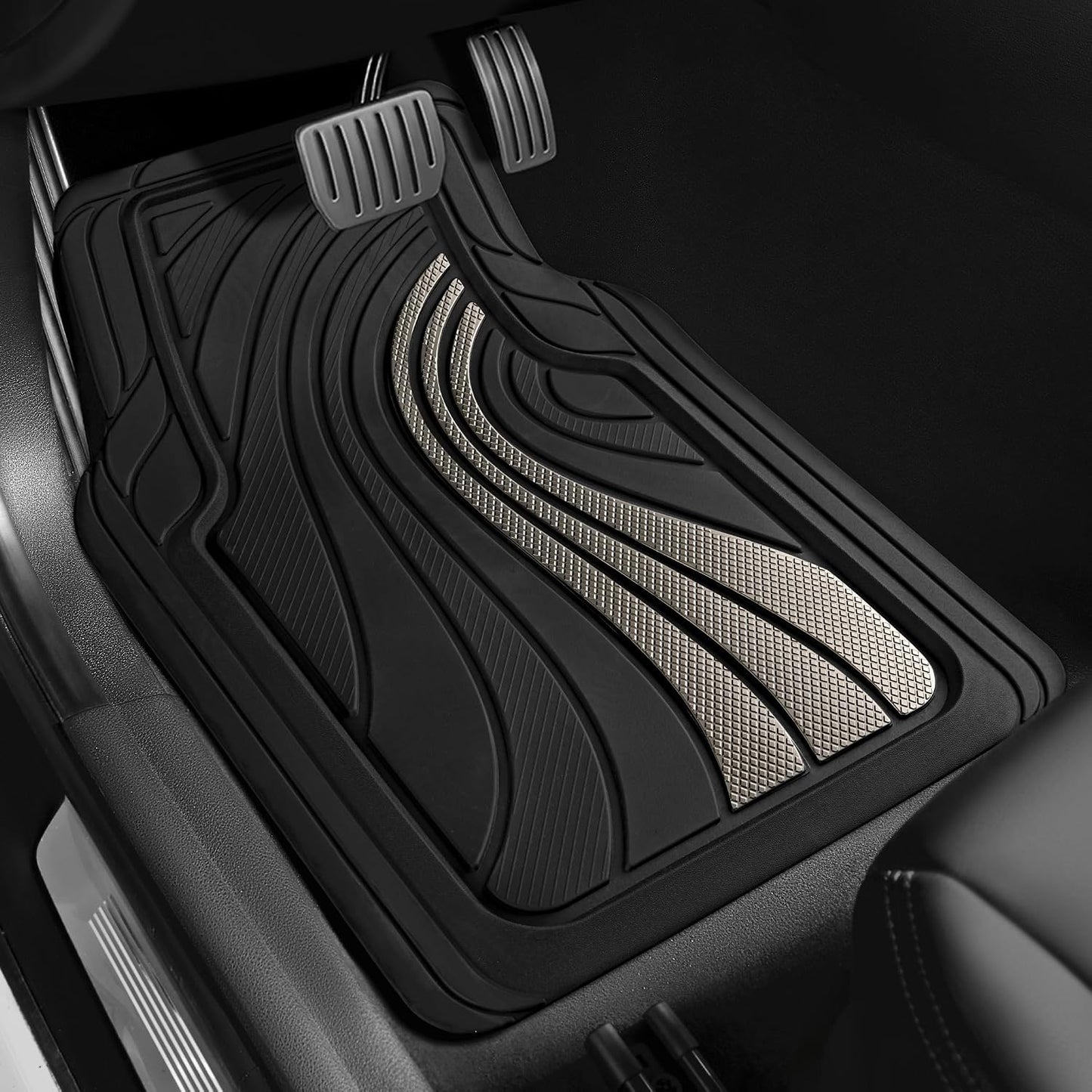 Road Comforts Car Floor Mats Full Set – Front & Rear Car Floor Mats with Aluminum Design, Anti-Slip Backing, All-Weather Protection, Trim-to-Fit Car Mats for Most Sedans, SUVs & Vans -All Pink