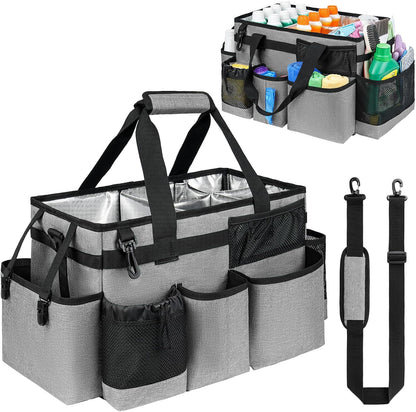 Cleaning Caddy Bag, Cleaning Supplies Organizer for Housekeepers, Housekeeping Caddy with Handle and Detachable Padded Cushion, Black
