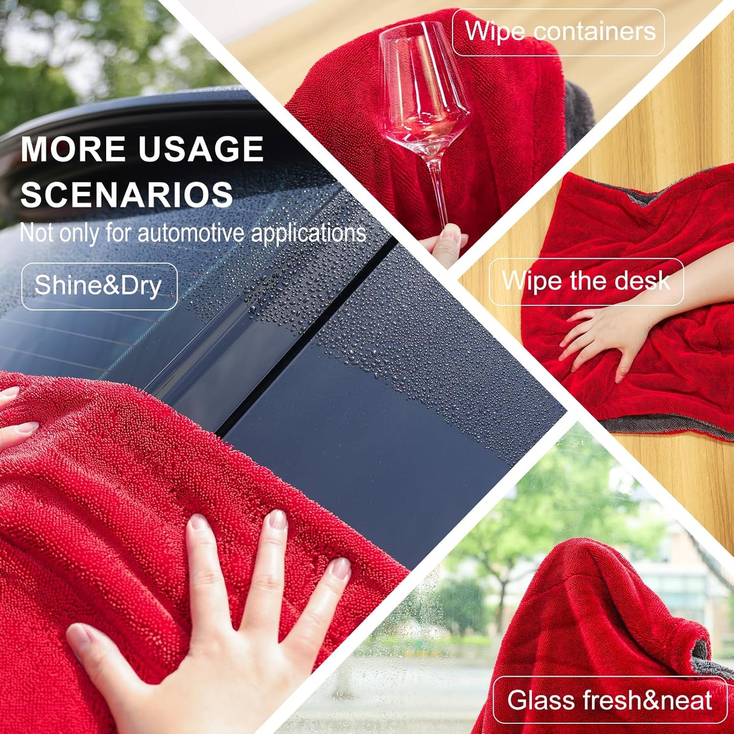 2 Pack XL Car Drying Towel – 1300GSM Ultra Absorbent Microfiber, 24"x36" Large Size, Twisted Loop, Lint-Free & Streak-Free for Auto Detailing, Car, SUV, Truck (Gray-Gray)