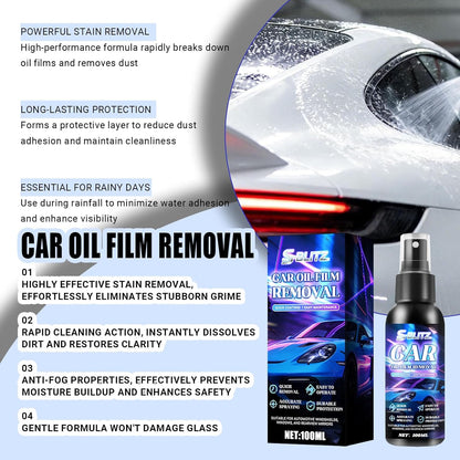 Car Oil Film Removal Spray, Clear Vision Glass Cleaner, 100ml Clear Vision Windshield Cleaner with Microfiber Cloths, Quick Coating for Automotive Windows and Rearview Mirrors