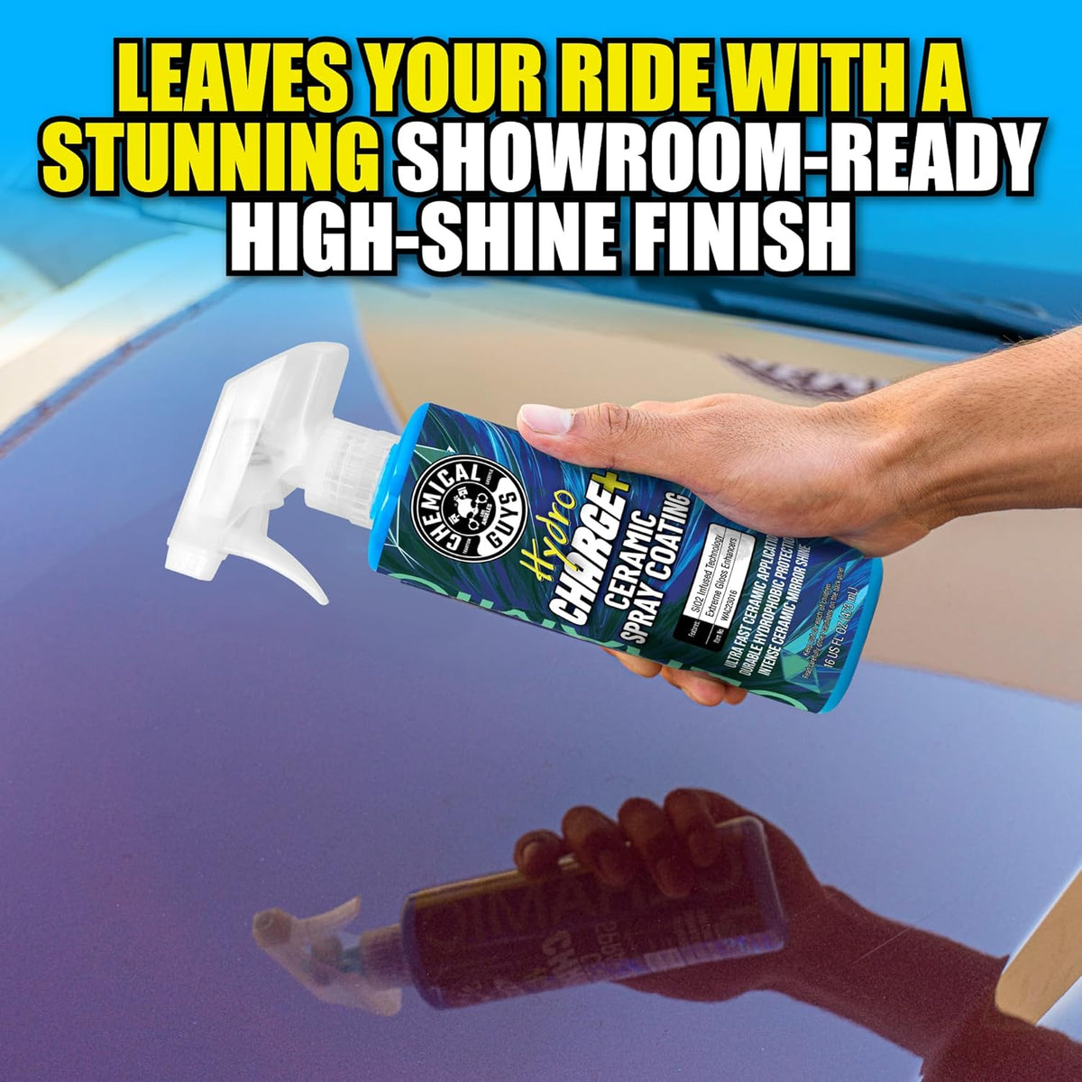 Chemical Guys Hydro Charge Ceramic Spray Coating 16 Fl Oz, with Monster Extreme Microfiber Towels (3 Pack) High Gloss Paint Protection Spray with Thick Plush Towels for Car Wash Drying and Detailing