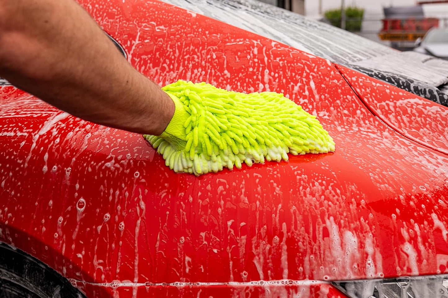 Never Ride Stock Microfiber Car Wash Mitt – Scratch-Free Chenille, Extra Thick & Ultra Absorbent – Safe for Black & Dark Paint – Lint-Free, Reusable Auto Cleaning Glove