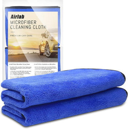 Airlab Microfiber Towels for Cars Wash Drying Thick Plush Cleaning Cloth Auto Detailing Super Absorbent for Interior & Exterior Lint Free, Streak Free, 16" X 16", 800 GSM, Pack of 4