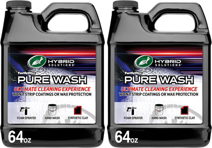 Turtle Wax Hybrid Solutions Pure Wash, pH Neutral Extreme Foaming Car Wash Soap, Bucket or Foam Cannon Application, Won't Strip Waxes or Coatings, Clay Bar Lubricant, Spot-Free Clean, 64 fl oz