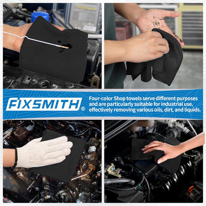 FIXSMITH Shop Towels, Pack of 200, Grey Microfiber Cleaning Cloth Bulk, Microfiber Towels for Cars, All-Purpose Absorbent Cleaning Rags, Dust Cloth for Automotive, Mechanic, Garage, 11.5 x 11.5 inch