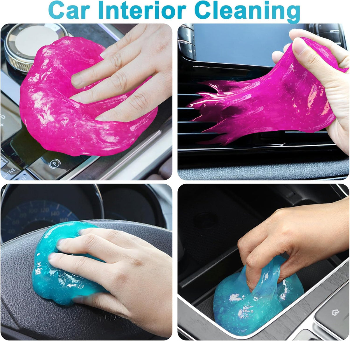 Car Cleaning Gels 4-Pack, Car Cleaning Putty Universal Auto Detailing Tools Car Interior Cleaner, Dust Cleaning Slime, Car Accessories for Car Vents & Keyboards, Clean Supplies– 320g (2.8oz/pcs)