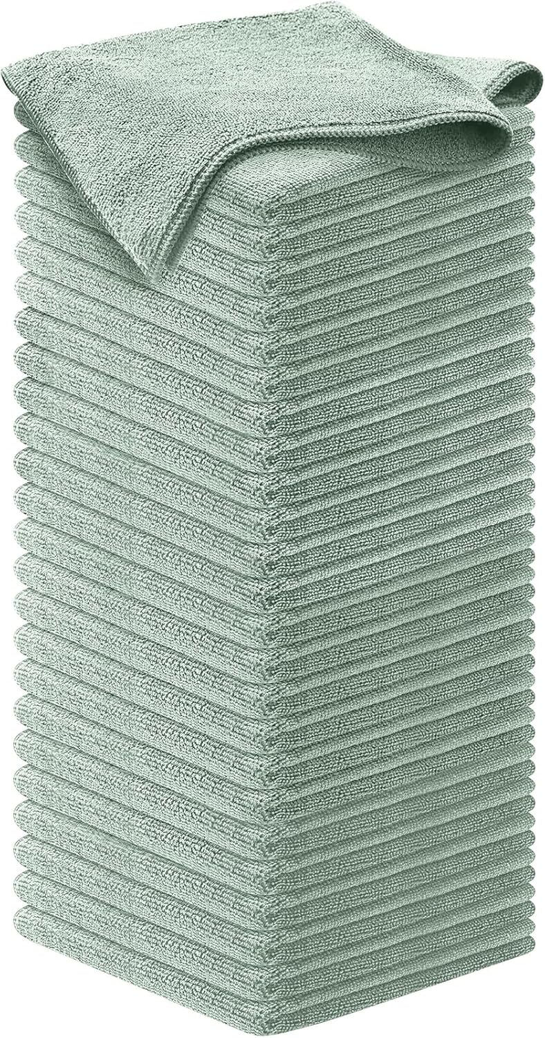 USANOOKS Microfiber Cleaning Cloth Grey - 12 Pcs (12.5"x12.5") - High Performance - 1200 Washes, Ultra Absorbent Microfiber Towel Weave Grime & Liquid for Streak-Free Mirror Shine - Car Washing Cloth