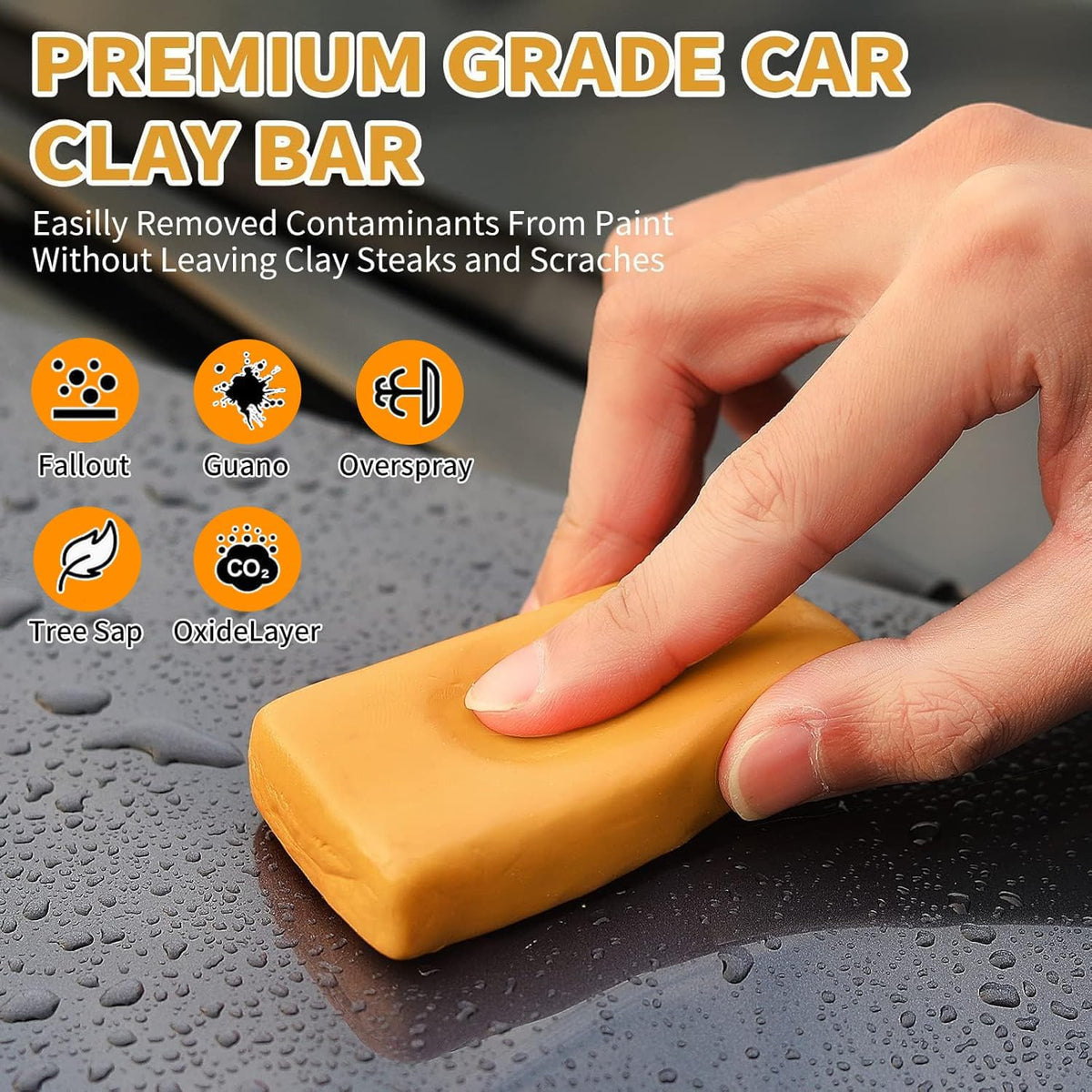 4-Piece Premium Clay Bar Car Detailing Kit - 16oz Clay Lubricant Spray & 10 Lubricant Tablets, Safe for Paint, Glass, Wheels - Removes Contaminants, Sap, Dust for a Smooth Glossy Finish