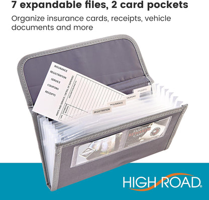 High Road Glove Box Organizer - Insurance and Registration Holder for Car Documents and Paperwork - Expandable Front Seat Organizer with Card Pockets