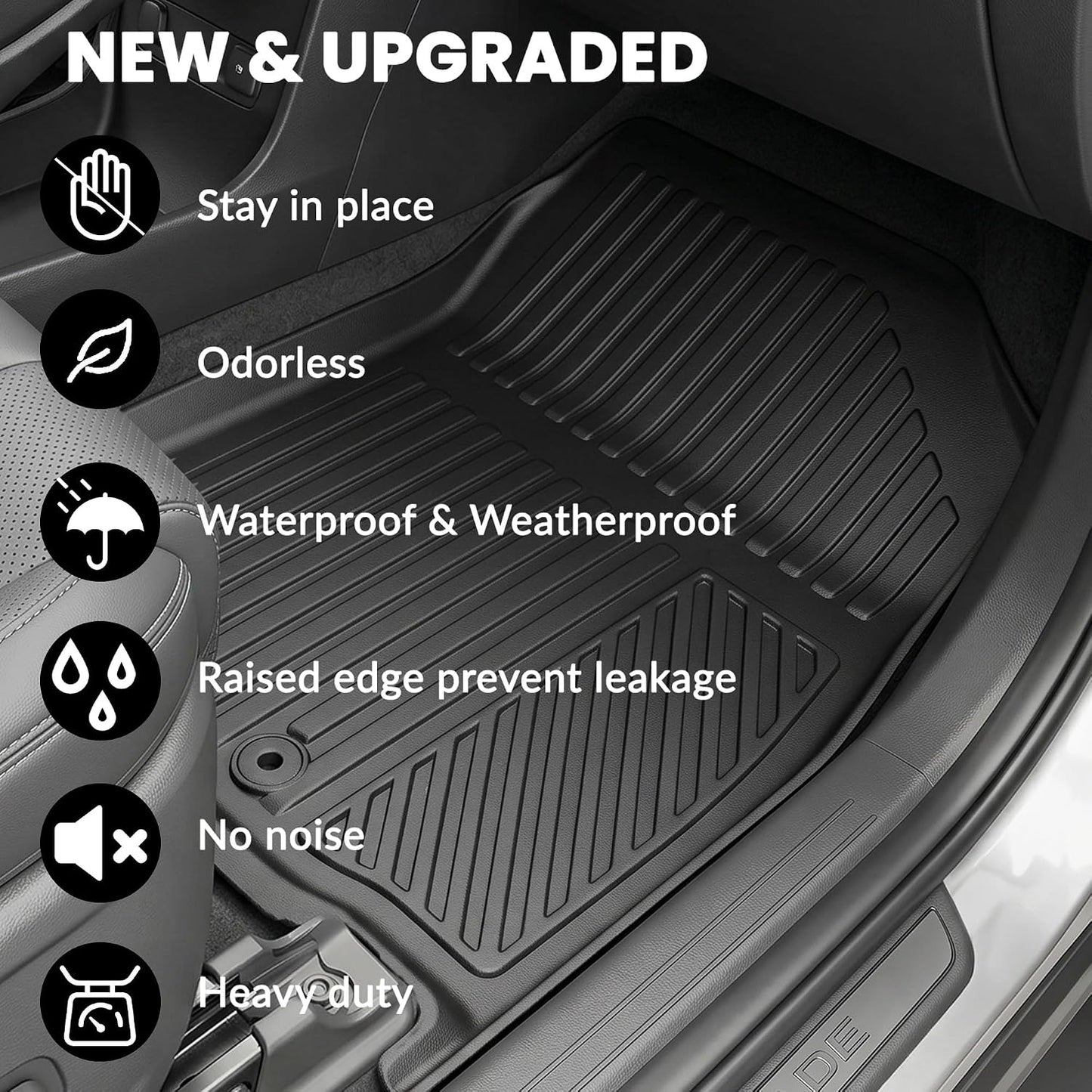 Auxko All Weather Floor Mat & Cargo Mat Fit for 2026 2025 2024 2023 2022 Hyundai Tucson Hybrid(Not PHEV) TPE Liner Tucson Accessory Set All Season Odorless Anti-Slip Floor Liner