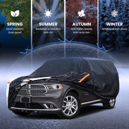Large SUV Car Cover for Chevy Suburban 100% Waterproof All Weather, Heavy Duty Outdoor Full Exterior Covers Rain Sun Wind UV Protection. - Colors C
