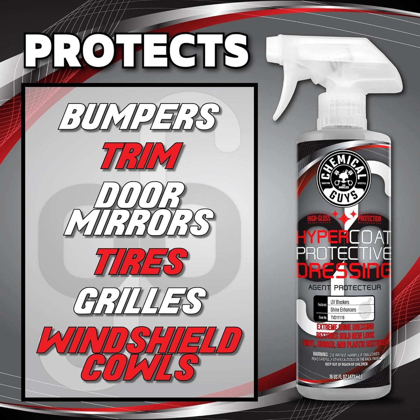 Chemical Guys G6 HyperCoat High Gloss Protectant Dressing, For Vinyl, Rubber, Plastic, Tires and Trim, Gloss Dressing Restores Shine & Protection for Cars, Trucks, Motorcycles, SUVs and RVs, 16 oz