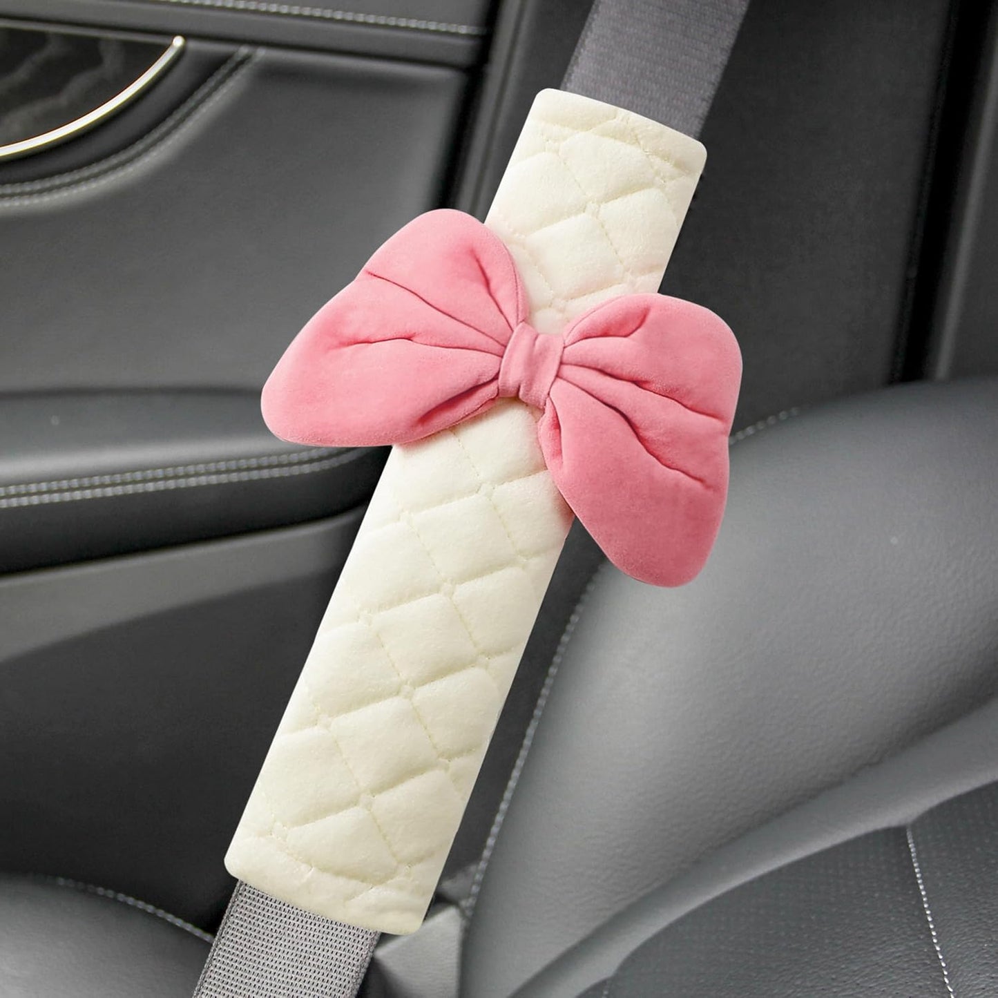 Amooca 2-Pack Soft Seat Belt Covers Universal Car Shoulder Pad Cushions with Braid Pattern for Comfortable Driving & Bag Strap Protection Red