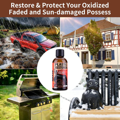 Car Plastic Restorer - Ceramic Crystal Coating Technology, Quickly Repair Fading Bumpers, Plastic and Rubber, Back to Black Shine，Black Trim Restorer with Effects Lasting up to 6 Months