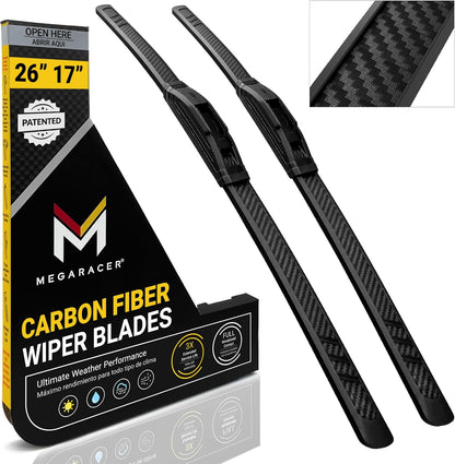 Premium Silicone Carbon Fiber Windshield Wiper Blades 22" & 20" - Patented All-Season, Quiet & Smooth Streak-Free Clean Wipe, OEM Quality, Front Automotive Replacement Wipers for Car & Truck (2 Pack)