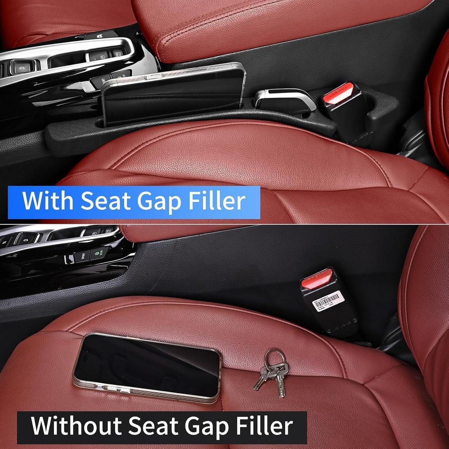 7F Car Seat Gap Filler, Organiser Between Seat and Centre Console, Universal Car Accessories, Fit SUV Truck Storage Black