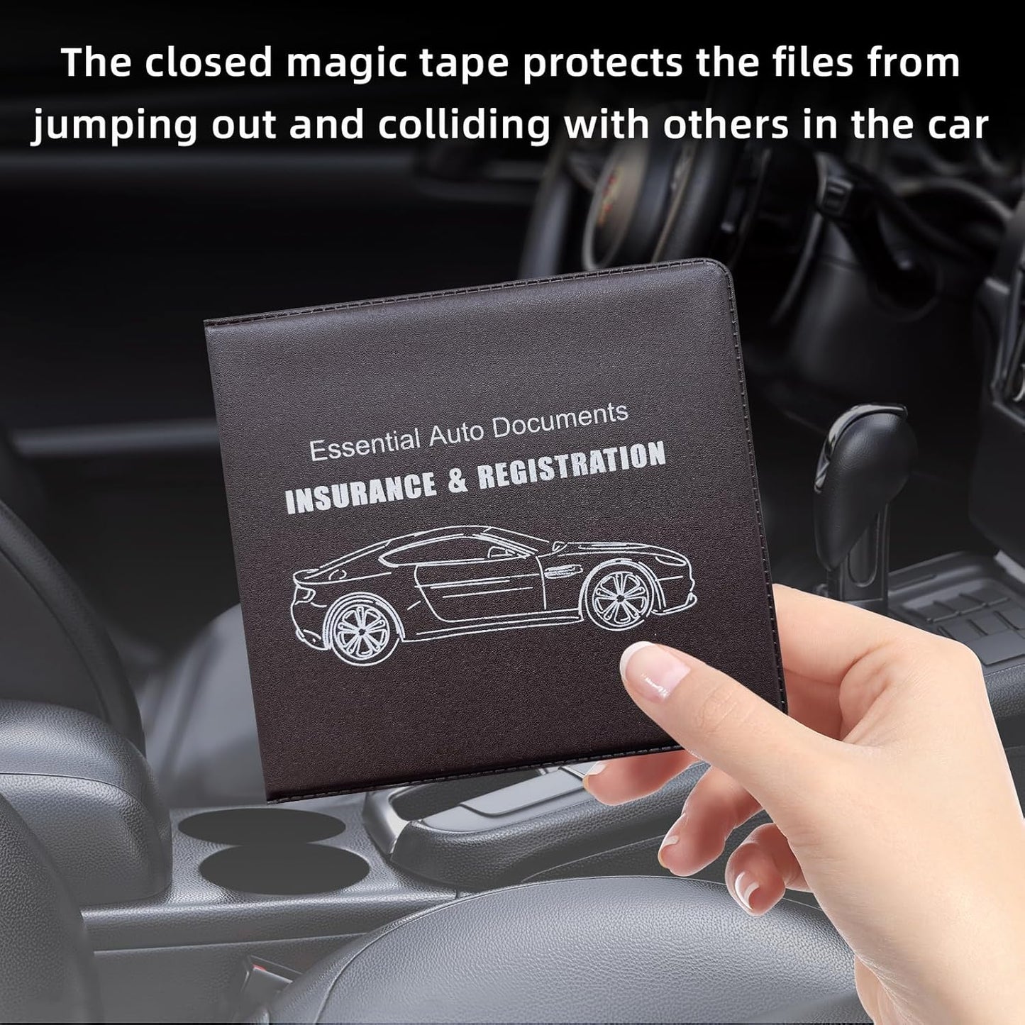 Ziciner Car Registration Insurance Holder, 2Pack Essential Auto Card Document Glove Box Organizer with Touch Fastener, Vehicle Interior Accessories Perfect for Most Car, Truck, SUV (Red/Small Car)