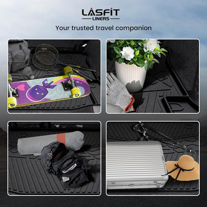 LASFIT Floor Mats for Jeep Grand Cherokee WL 2022-2025 2026 5-Seat (Include 4xe, NOT for L), All Weather TPE Custom Fit Car Mats Floor Liners Cargo Liner Cargo Mat Trunk Mat Black