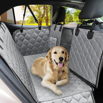 PETICON Dog Car Seat Cover with Mesh Window, 100% Waterproof Pet Seat Cover for Back Seat, Scratchproof Dog Hammock for Cars, Trucks, SUVs, Jeeps, Black