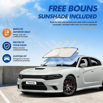 Car Cover Waterproof All-Weather,Heavy-Duty Outdoor Full Exterior Automobiles Sedan/Coupe (Length 186-193 inch) with Windshield Sun Shade Universal Fit Toyota Camry, Tesla Model 3, Accord etc