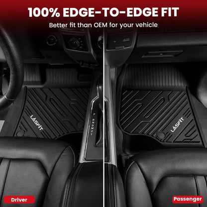 LASFIT Floor Mats for Ford F-150 2021-2026 | F150 Lightning 2022-2025 SuperCrew (Rear w/Fold Flat Storage) Carpet Floor All Weather Car Liners TPE Truck Mats - 1st and 2nd Row, 3pcs Black