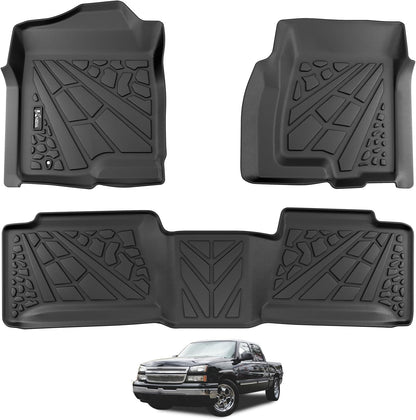 KARPAL Floor Mats for 2007-2013 Chevy Silverado & GMC Sierra 1500 Crew Cab / 2007-2014 2500/3500 HD(Footwell Coverage), All-Weather TPE Custom Fit Floor Liners Car Accessories