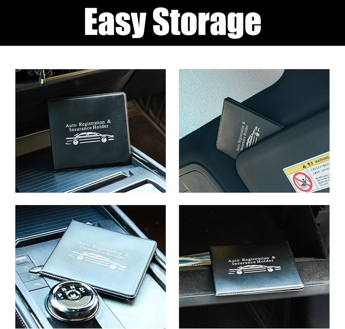 Pacific Mailer Auto Registration and Insurance Card Holder 2 Packs Car Document ID Holder Glove Box Organizer Car Accessories, Black