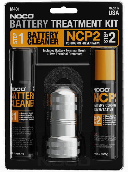 NOCO NCP2 M401 Battery Terminal Cleaning Kit with Battery Corrosion Preventative Spray, Battery Cleaner Spray, Battery Terminal Cleaning Brush, and Anti-Corrosion Washers