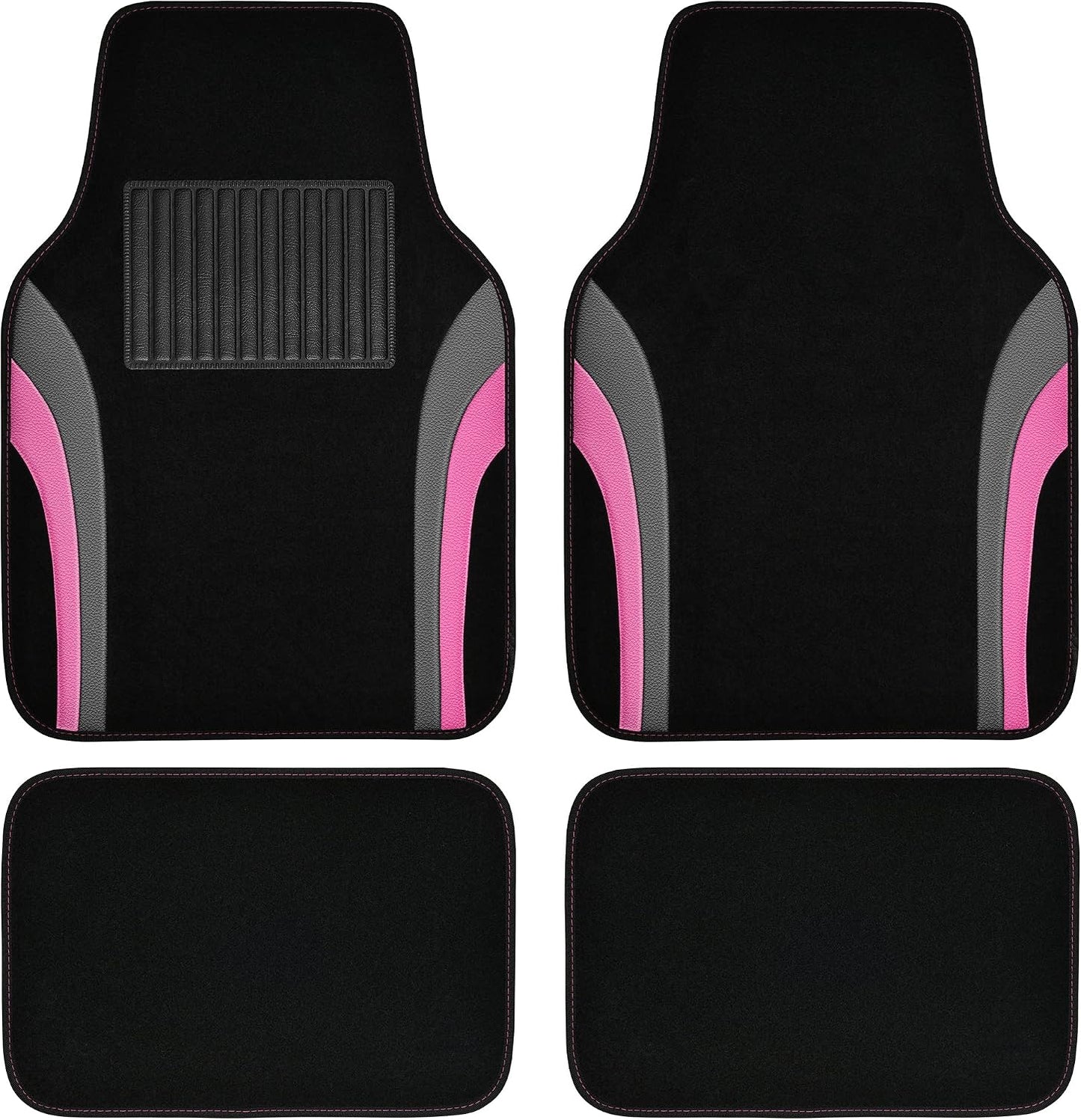 CAR PASS Leather Waterproof Sporty Car Floor Mats Carpet,Universal Automotive Floor Mat Fit for Sedans, Cars, Mid Trucks, Vans, SUV, Set of 4 (Black and Gray)
