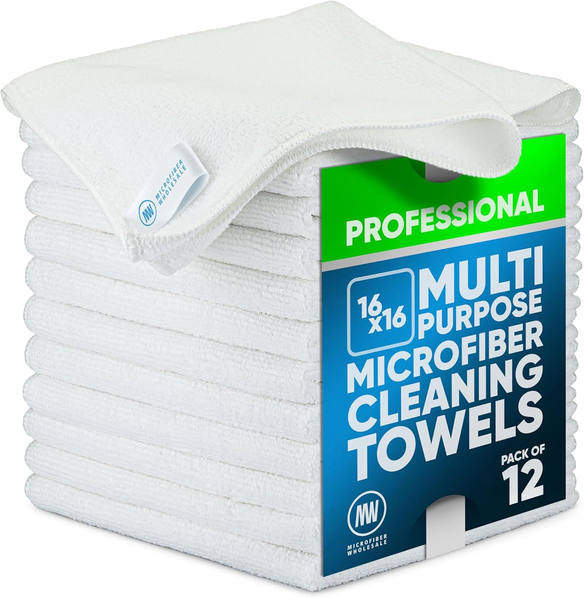 Microfiber Wholesale MW Pro 16x16 Auto Detailing Towels - Plush Car Drying Cloths for Wax Removal, Interiors & Body Shops - Scratch Free (Black, 12-Pack)