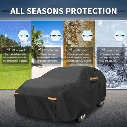 X AUTOHAUX Car Cover for Honda Civic Sedan/Coupe 210D-PU Outdoor Full Car Cover All Weather with Door Zipper for Waterproof Windproof Sun Rain Snow Protection