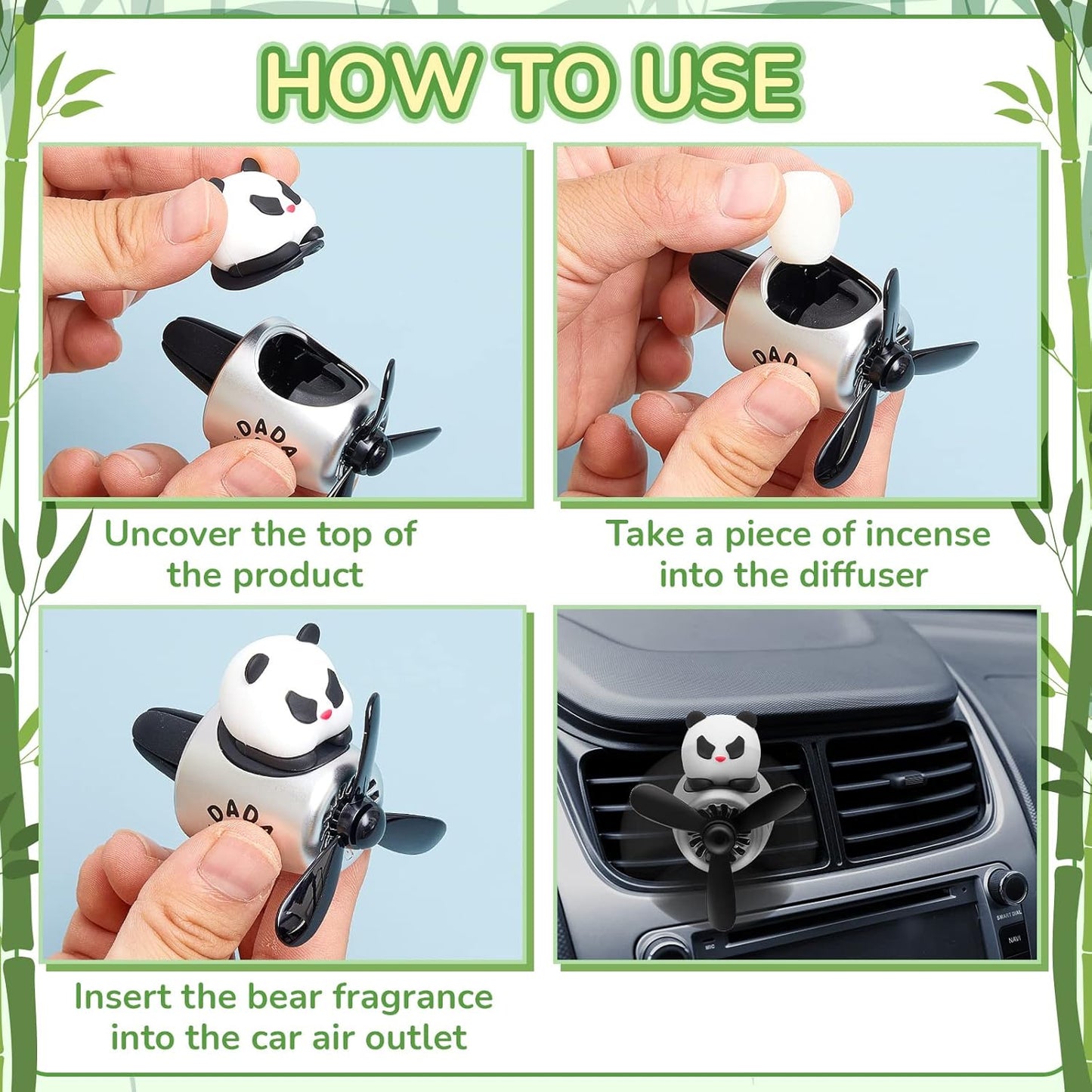 Tallew Car Air Freshener Cute Duck Car Vent Clip Diffuser with Rotating Propeller Outlet Vent 2.5" x 2.4" x 2.1" Easy to Install Included 2 Scents Aroma Tablets Aromatherapy Ornament Auto Accessories