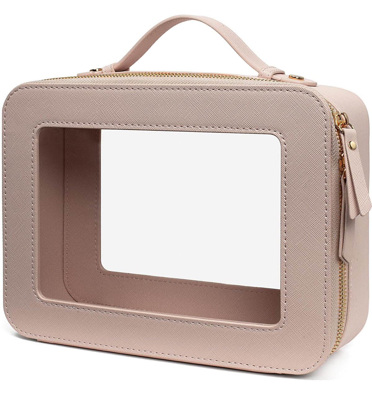 LETGO Clear Makeup Bags, TSA Approved Toiletry Bag with Zipper, Clear Makeup Organizer Fit Carry-on Travel Essentials,Clear Cosmetic Bags for Women Men (C-Beige)