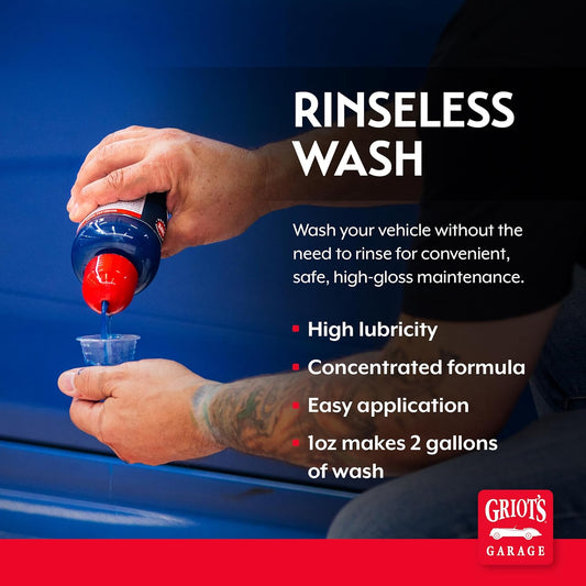 Griot's Garage Rinseless Wash for Car Cleaning and Detailing, No-Rinse Vehicle Washing, Dilutes Into Detailer, Clay Bar Lubricant, 10479, 35oz