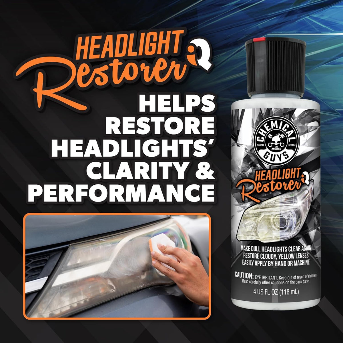 Chemical Guys Headlight Restore and Protect - Cleans, Restores Clarity, and Protects Headlights from Future Fading, Safe for Trucks, SUVs, Motorcycles, RVs & More - 16 oz