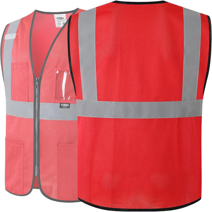 JKSafety Safety Vest for men women Hi Vis Vest with Pockets and Zipper High Visibility Meet ANSI Standard（BX310