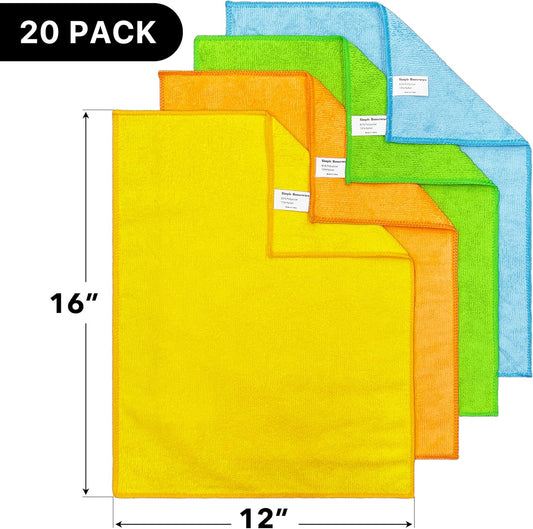 Simple Houseware Microfiber Cleaning Cloth 150 Pack, 12" x 16", 4 Colors