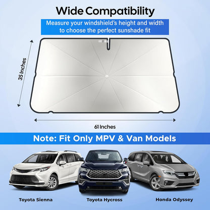 Econour Windshields Sun Shade for Car | Medium Foldable Car Sunshade & Window Tint | UV & Heat Protection Front Window Sun Shield, Keeps Interior Cool, Fits Sedans SUVs & Trucks (57” x 33”)